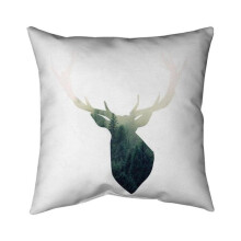 Begin Home Decor 5541-1818-AN469 18 x 18 in. Deer Head with Green Landscape Shape-Double Sided Print Indoor Pillow