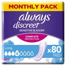 Discreet Incontinence Pads Women Long 80 High Absorbency Pads 20 x 4 Packs Odour Neutraliser SAVING PACK for Sensitive Bladder