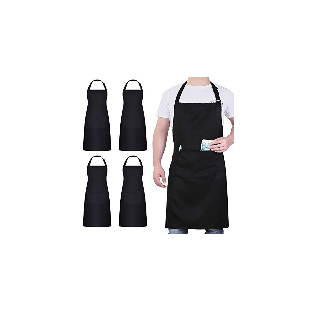 4 Packs Chef Apron Waterproof Catering Apron with 2 Pockets Adjustable Work Apron Perfect for Kitchen Cooking Painting Gardening Cleaning Restaurant