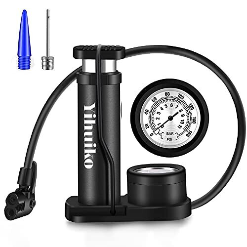 Mini Bicycle Pump Bike Foot Pump 120 PSI Foot Activated Floor Pump with extra sensitive Pressure Gauge Portable Air Pump with Gas Ball Needle for All on OnBuy