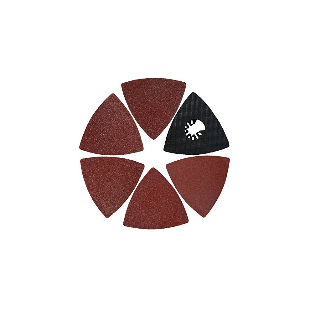 51 Pcs Triangular 318 Inch Hook Loop 6080100120240 Grits Oscillating Multi Tool Abrasive Sandpaper and Triangle Multitool Sanding Pads Kits XG5106U
