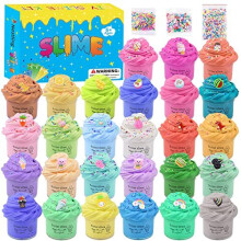Fluffy Butter Slime Kit 27 PackInclude 27 Pack Cute Mini CharmsStress Relief Toy for Girls and BoysDIY Slime Kit Super Soft and NonSticky for