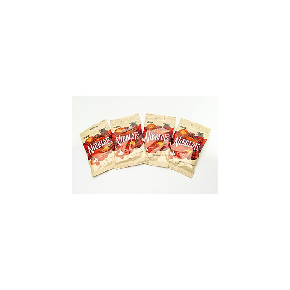 Nibblots for Small Animals Berry 4x 30g Tasty Treats For Your Rabbit Guinea Pigs or Hamsters with Added Vitamins Rosemary Extract For Skin Coat Use to