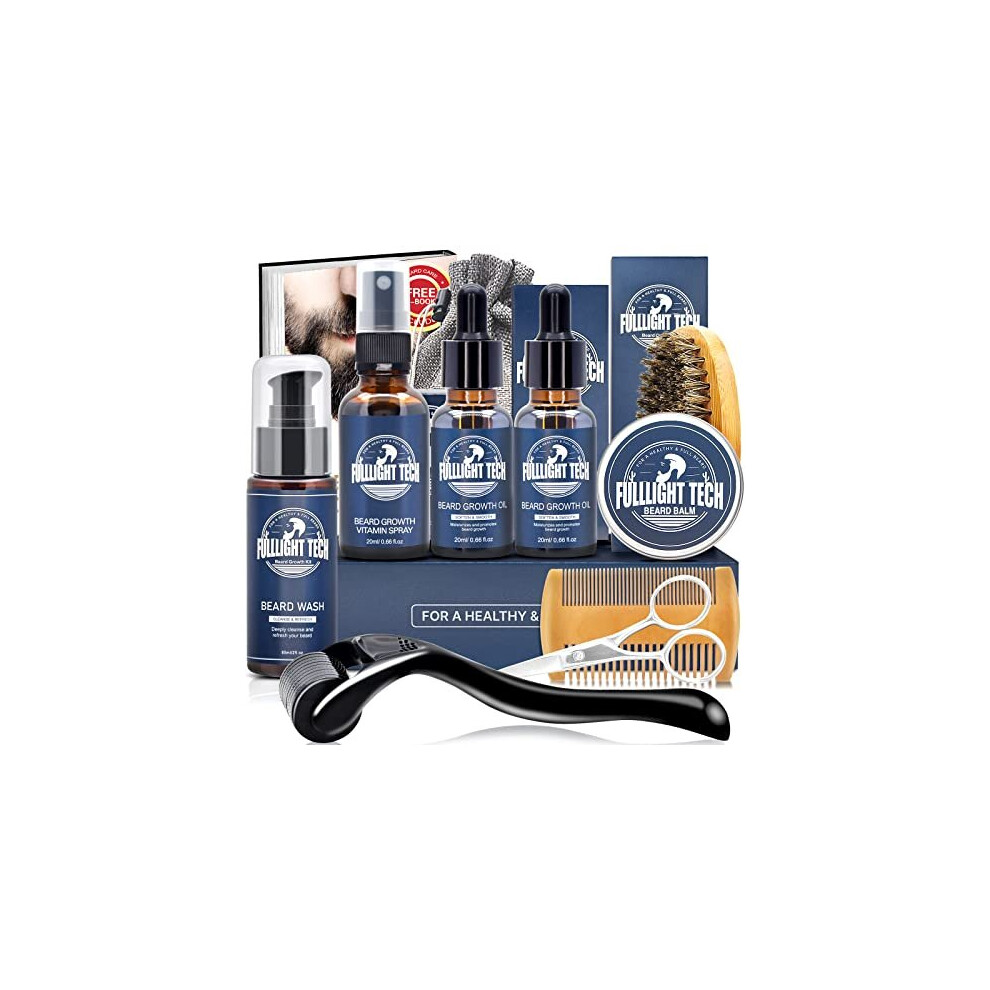 Beard Growth KitBeard Grooming Kit for Men WBeard RollerBeard Growth OilBeard ShampooBalmCombScissorsBrush for Grooming ShavingEbookBirthday Fathers