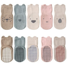 5 Pairs Baby Kids Antislip Socks Cotton non skid Ankle Socks Animals 13 Years
