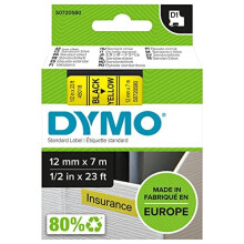 Authentic D1 Labels Black Print on Yellow Tape 12 mm x 7 m SelfAdhesive Labels for LabelManager Label Makers Made in Europe