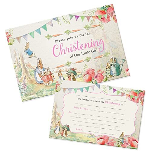 Peter Rabbit Christening Invitations Envelopes Invite Packs WRITE ON ...