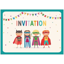 20 Superhero Invitations for Boys or Girls Childrens Birthday Party Invites made from Recycled Paper