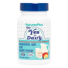 NaturesPlus Say Yes to Dairy 50 Chewable Tablets Natural Lactase Enzyme Supplement Maximum Strength Lactose Intolerance Relief Gluten Free Vegan 50