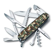 Huntsman Swiss Army Pocket Knife Medium Multi Tool 15 Functions Large Blade Bottle Opener Camouflage