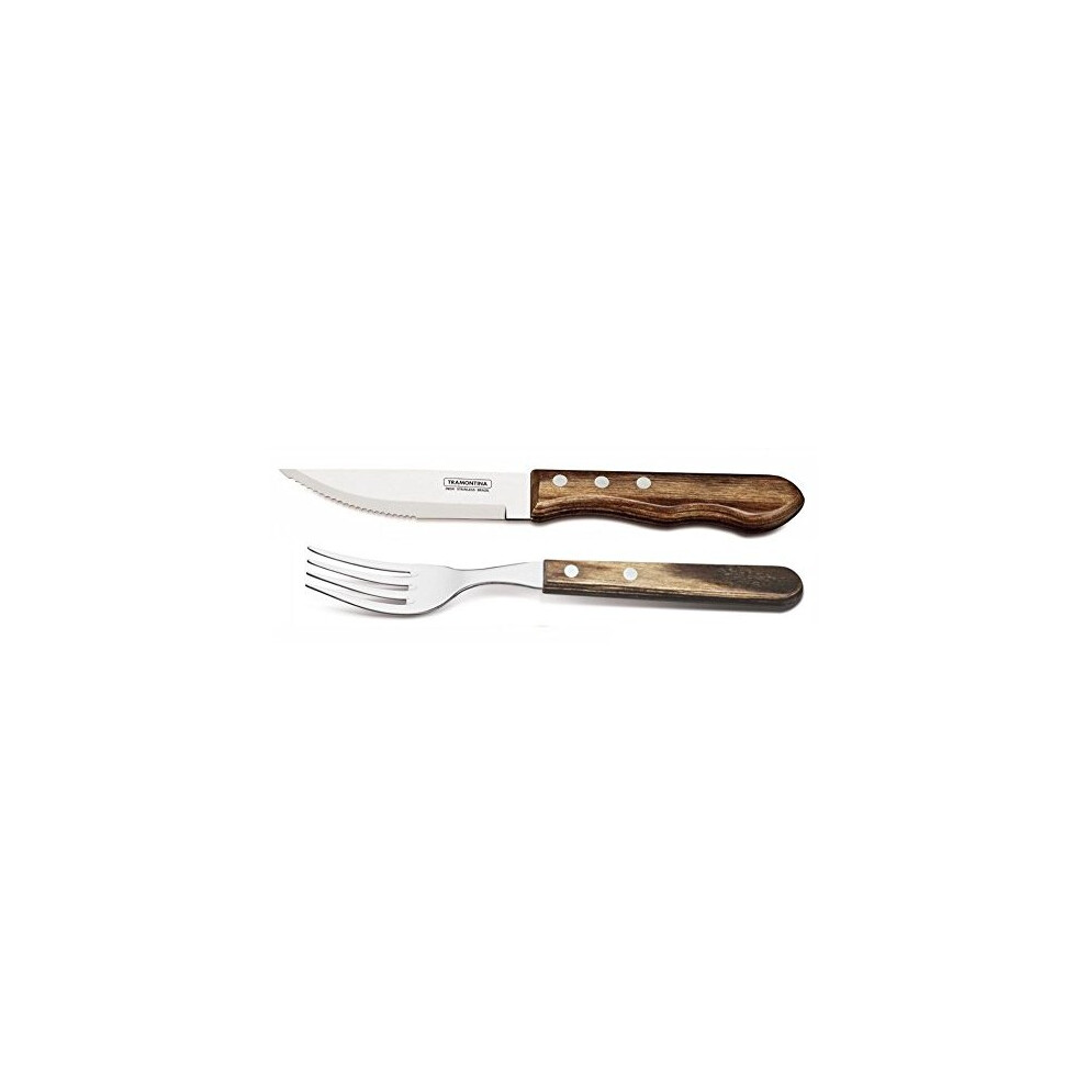 Churrasco Jumbo Steak Knife and Fork with Wooden Handles