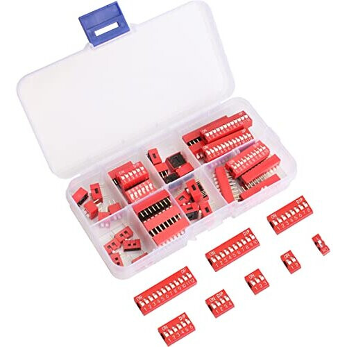 Kit 40 Interrupteurs DIP 1 à 12 Pins 2.54mm - Commutateurs Slide Rouge Pour PCB Breadboard