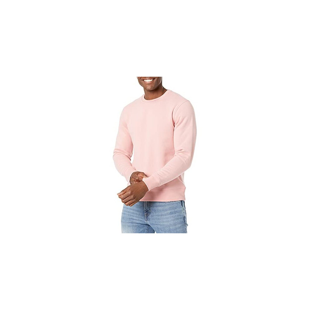 Mens Fleece Crew Neck Sweatshirt Available in Big Tall Pink M