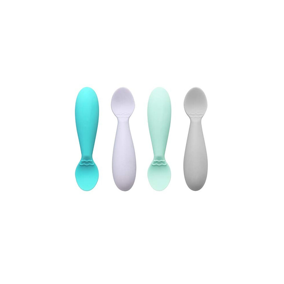 Silicone Baby Weaning Spoons Infant Feeding Spoons Bpa Free 4Pack Soft Silicone Self Feeding Fat Handle Utensil Pandaear