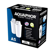 A5 replacement water filter cartridges fits all A5 filter jugs 2 pack 350l per filter White
