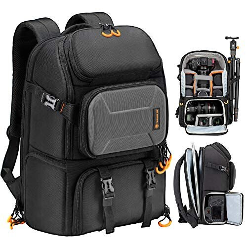 Waterproof Camera Bag with 15 Laptop Compartment Professional Photography Backpack Large Capacity with Rain Cover for DSLR SLR Canon Nikon Fuji Sony