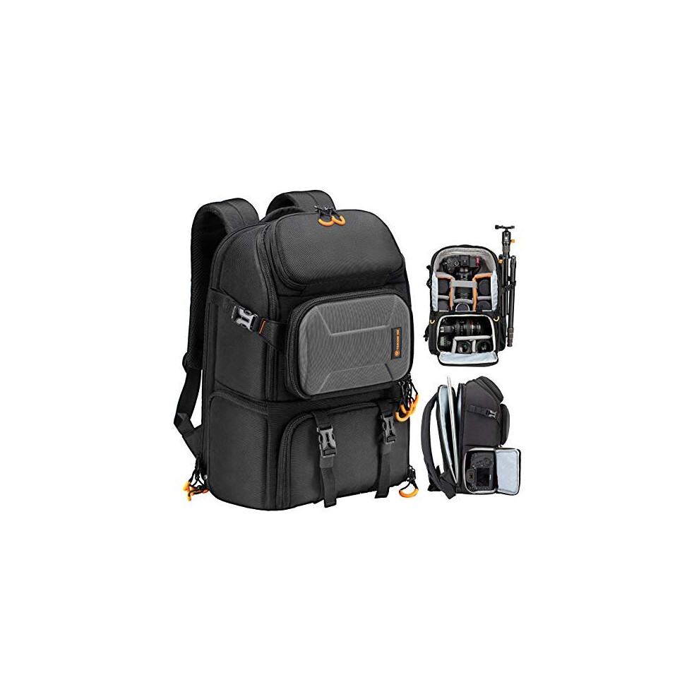 Waterproof Camera Bag with 15 Laptop Compartment Professional Photography Backpack Large Capacity with Rain Cover for DSLR SLR Canon Nikon Fuji Sony