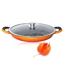 Professional Paella Pan with Oven Safe Lid 36cm Kitchen Cookware Non Stick PFOA Free Ceramic Non Stock Coating Induction Electric Oven Gas BBQ Grill