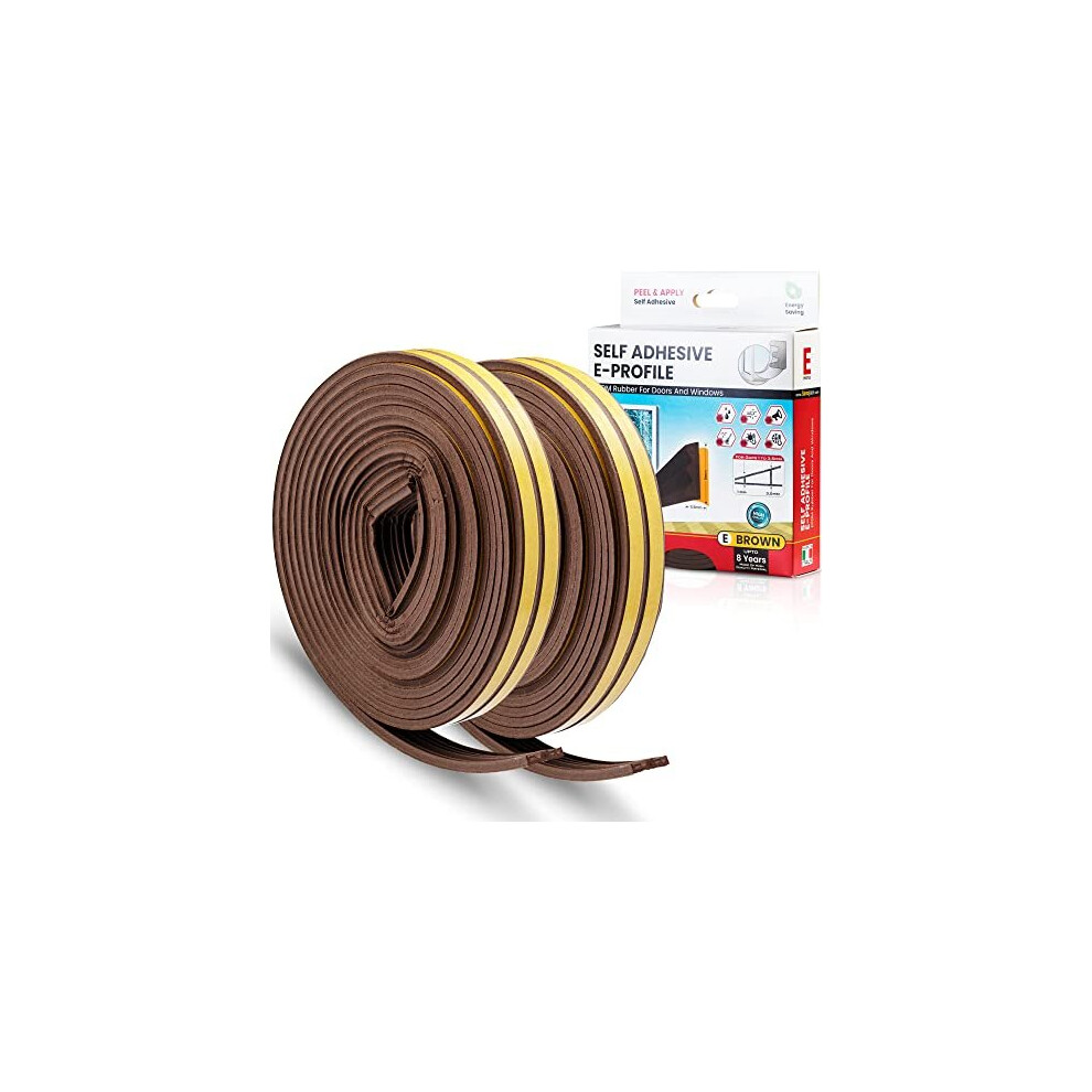 Brown Foam Draught Seal Tape Weather Stripping 10mm X 5m - Self-Adhesive Window & Door Insulation