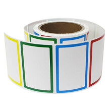 200pcs Plain Name Tag Colour Coding Labels Colorful Border Name Tag Stickers 35x225 Inch 4 Colors