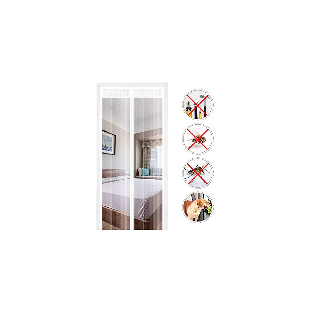Magnetic Screen Door Polyester Magnetic Door Fly Screen Curtain Magic Paste Curtains Super Quiet Stripes Encryption For Anti Mosquito Or Anti Pest 644824655468