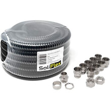Outdoor Flexible Metal Cable Trunking Galvanised PVC Coated Conduit Contractor Pack IP54 10M Coil Underground Burial Garden Ducting wFittings 10