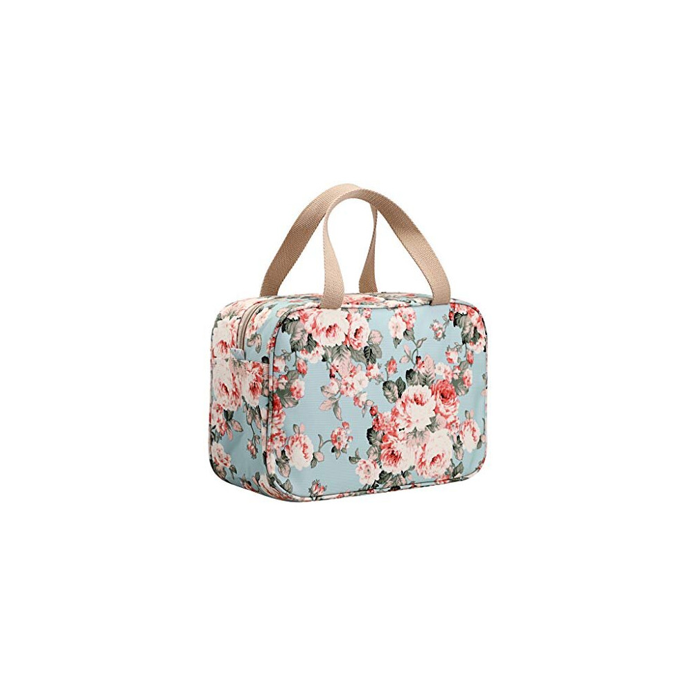 Woman Large Travel Toiletry Bag Waterproof Wash Bag Make up Organizer Bag Cosmetic Bag Swimming Gym Bag Light Blue Flower
