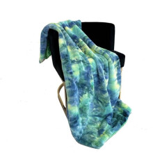 Plutus Brands PBSF2310-102x116 102 x 116 in. Northern Lights Faux Fur Luxury Throw Blanket, Green, Yellow & Blue
