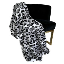 Plutus Brands PBSF2328-108x90T 108 x 90 in. Jaguar Faux Fur Luxury Throw Blanket, Gray & Silver