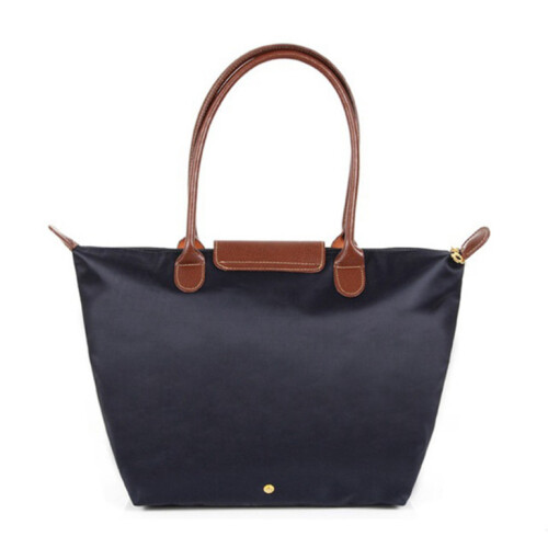 (Black	, M) Womens Shoulder Handbag Foldable Shopper Bag 1