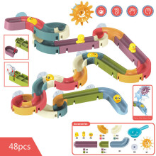 (XS12-48Pcs) Children's toy DIY rolling ball pile tower early education educational toy rotating track