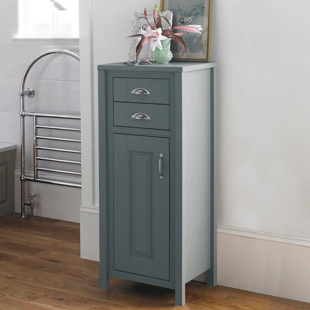 Grey Traditional Freestanding Tall Bathroom Cabinet Tallboy Storage | Chiltern