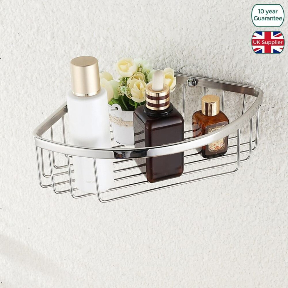 BATHROOM ACCESSORIES SINGLE CHROME CORNER SHOWER BATHROOM CADDY SHELF TIDY-image-OPC-PBM8NRH-NEW