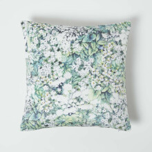 Floral Garden Green Velvet Cushion 46 x 46 cm