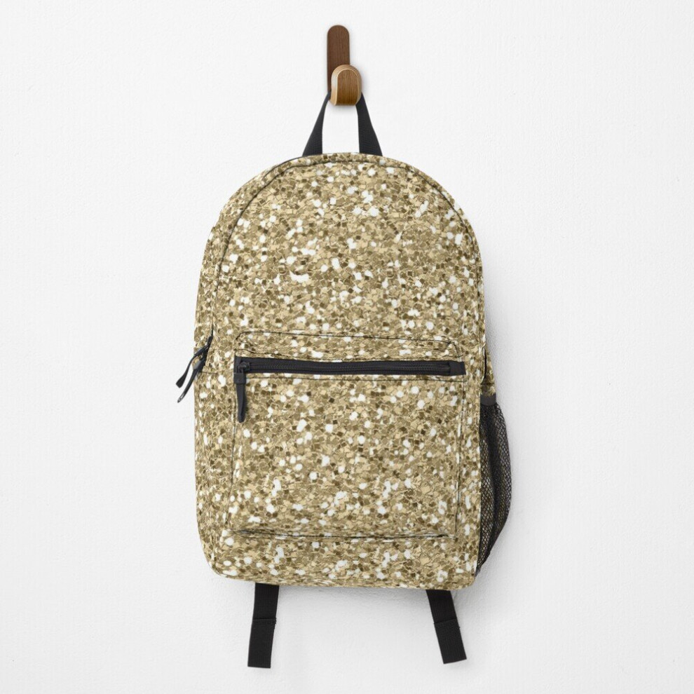 Backpack Gold Sparkling Glitter School Bag Travel 15