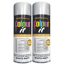 2x250ML White Matt Spray All-Purpose Aerosol Spray Metal Wood Plastic