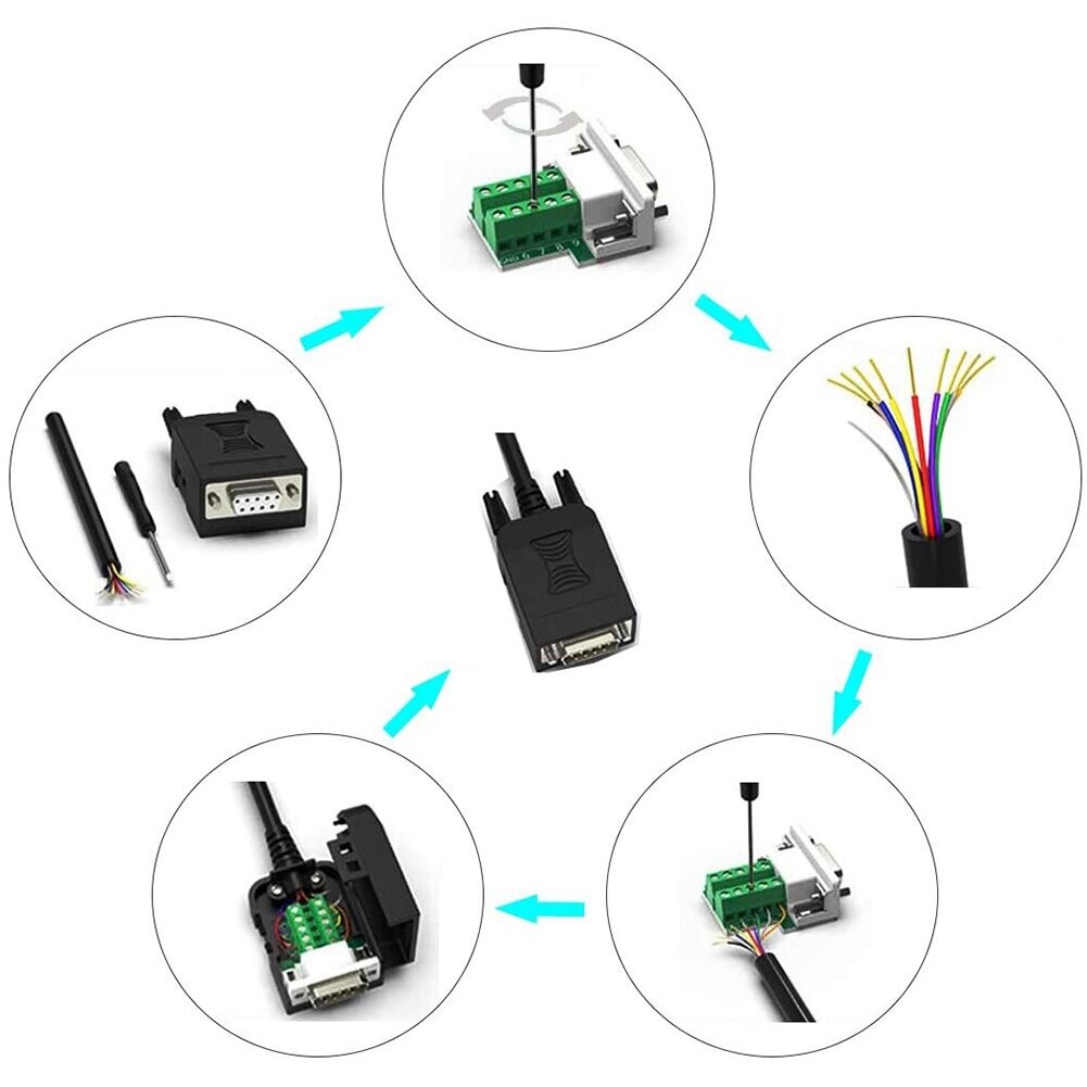 Db9 Solderless Rs232 D Sub Serial To 9pin Port Terminal Male Female Adapter Connector Breakout 2450