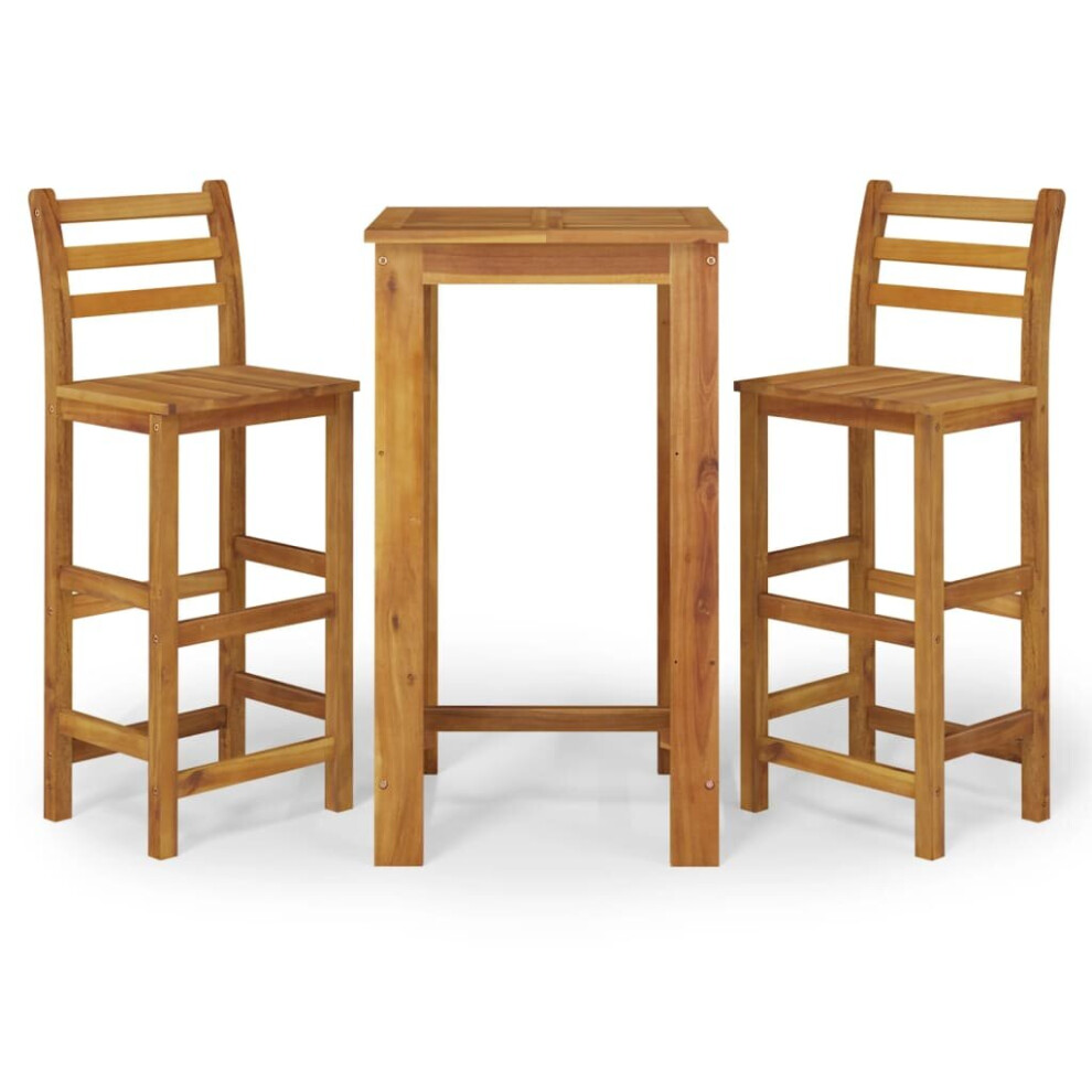 Vidaxl (60 Cm Table Length 3 Piece, Bar Chairs With Backrest) Solid Wood Acacia Garden Dining Set 120/60 Cm 3/5/7 Piece Multi Models