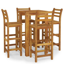 (60 cm table length 5 piece, bar chairs with backrest) vidaXL Solid Wood Acacia Garden Dining Set 120/60 cm 3/5/7 Piece Multi Models