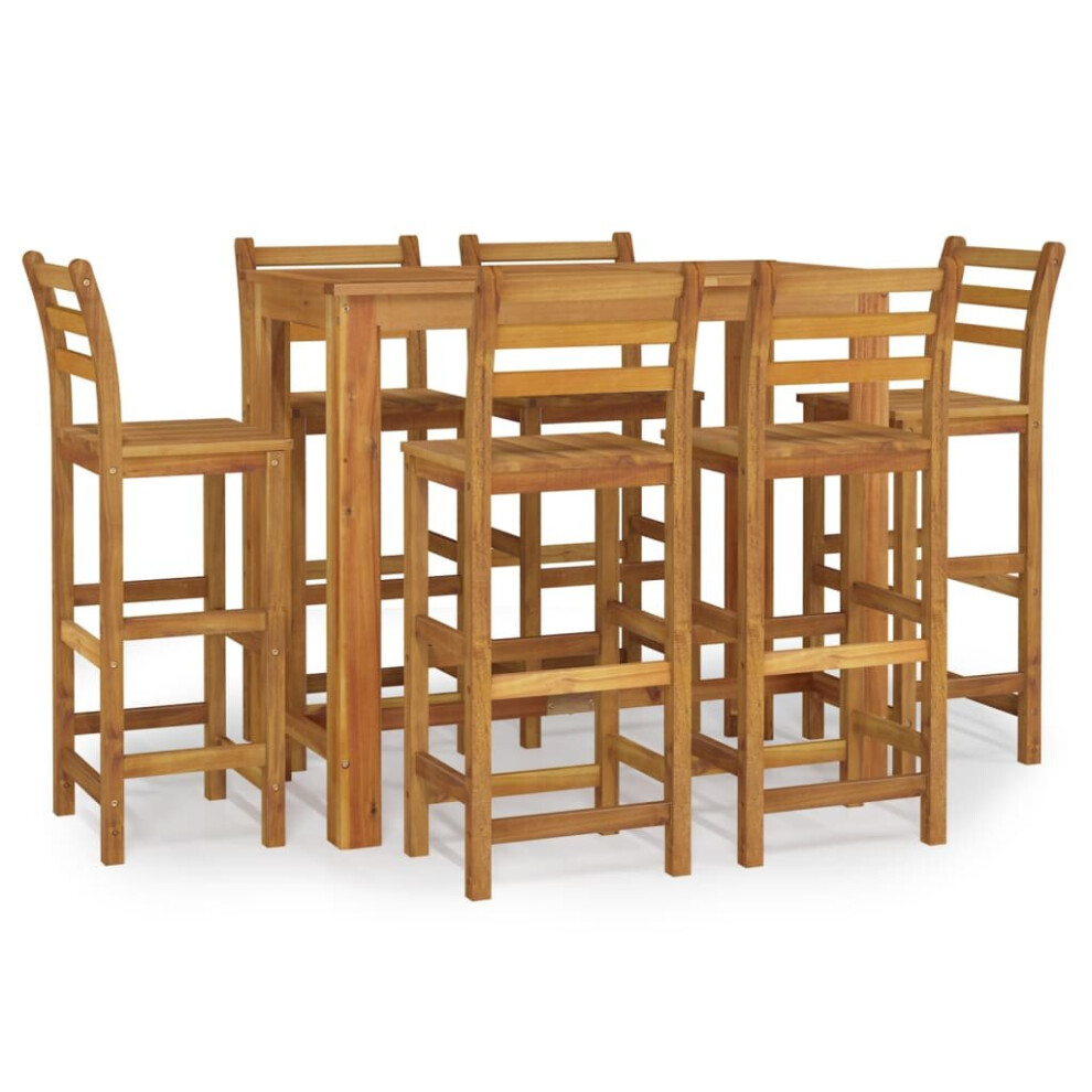 (120 Cm Table Length 7 piece, Bar Chairs With backrest) vidaXL Solid Wood Acacia Garden Dining Set 120/60 Cm 3/5/7 Piece Multi Models