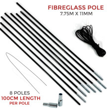 (L ( 7.75m x 11mm )) Portable Replacement Fibreglass Pole Kit Camping Repair Tent Canopy Equipment UK