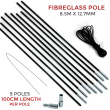 (XL ( 8.5m x 12.7mm )) Portable Replacement Fibreglass Pole Kit Camping Repair Tent Canopy Equipment UK