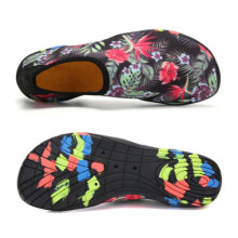 (Black Floral, UK 10) Water Shoes Womens Mens Kids Beach Barefoot Non Slip Surfing Swiming Aqua Shoes