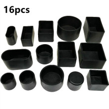 16PC Chair Leg Caps Non-Slip Dust Mute Black Table Leg Cover Wear-resistant Thickened Rubber Mat Wood Floor Furniture Protectors