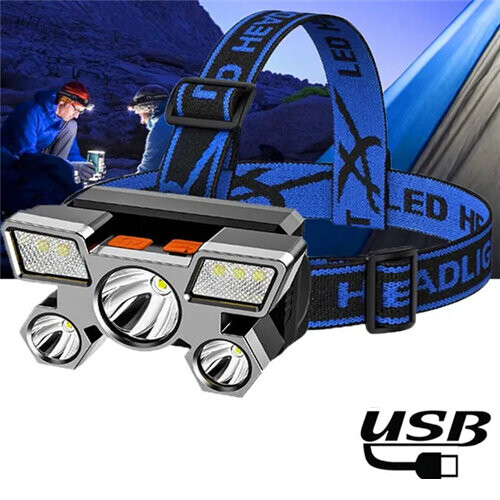 USB Rechargeable Head Torches Outdoor Camping Headlight
