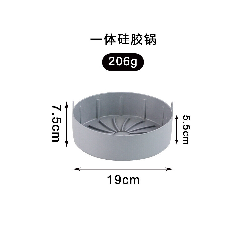 (19cm Gray) Air Fryer Silicone Basket Reusable Silicone Baking Basket Kitchen Silicone Tray Fried Chicken Baking Tray Air Fryer Accessories