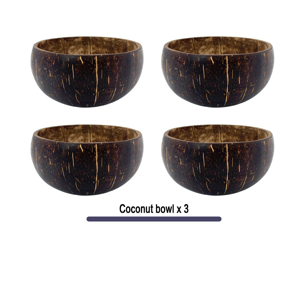 (4 bowl) Coconut Bowl Set Spoon Fruit Salad Noodle Rice Bowl Wooden Handmade Crafts Natural Coconut Shell Noodle soup Bowl Mixing Bowl-image-OPC-PBNQW68-NEW