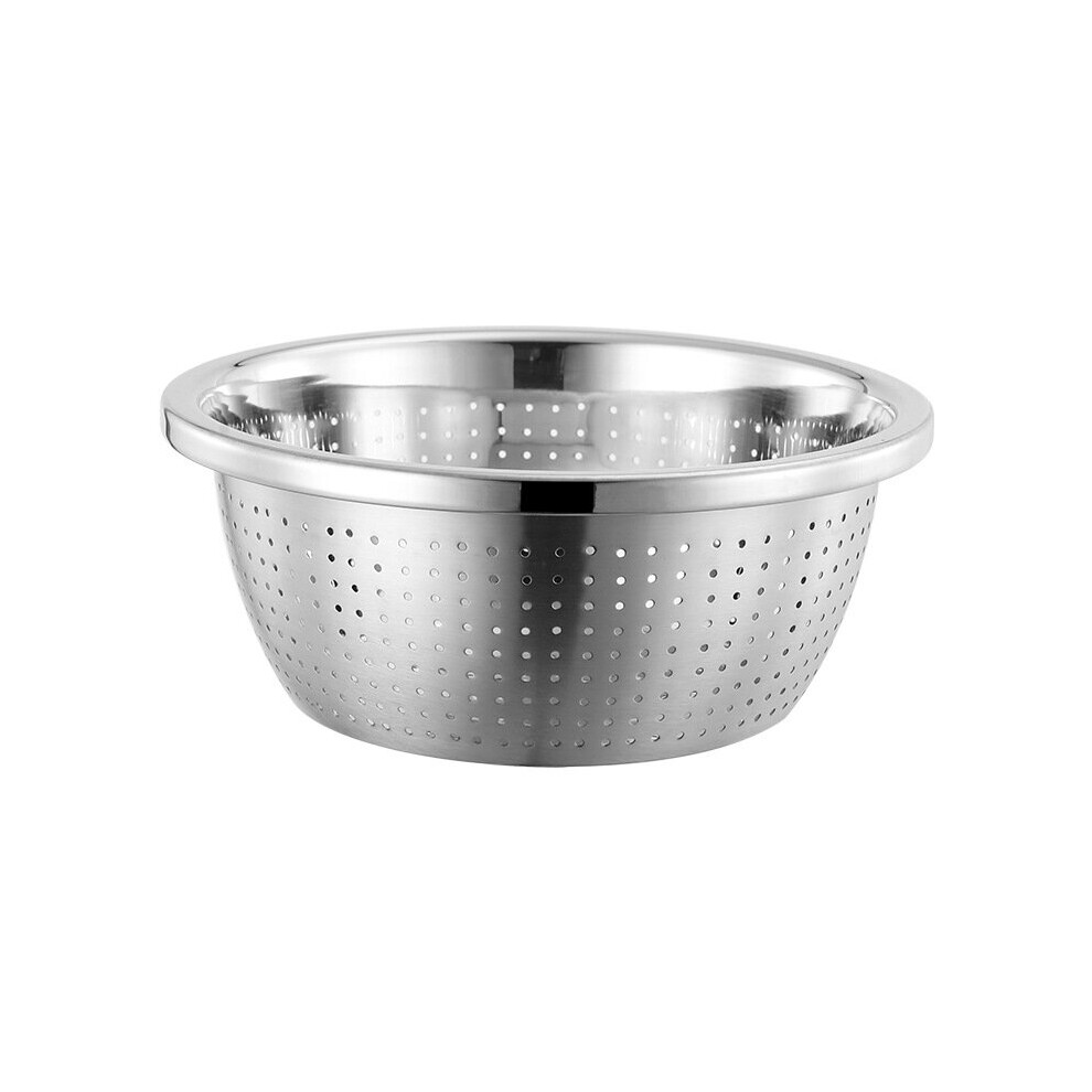 (Drain Basin 26cm) 304 Stainless Steel Egg Flour Mixing Bowls Rice Sieve Fruit Vegetables Drain Basket Soup Basin Mesh Filter Kitchen Utensils-image-OPC-PBNR5QV-NEW
