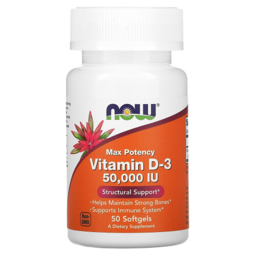 NOW Foods NOW Foods, Βιταμίνη D-3, Μέγιστη Δύναμη, 50,000 IU, 50 Σοφγέλ