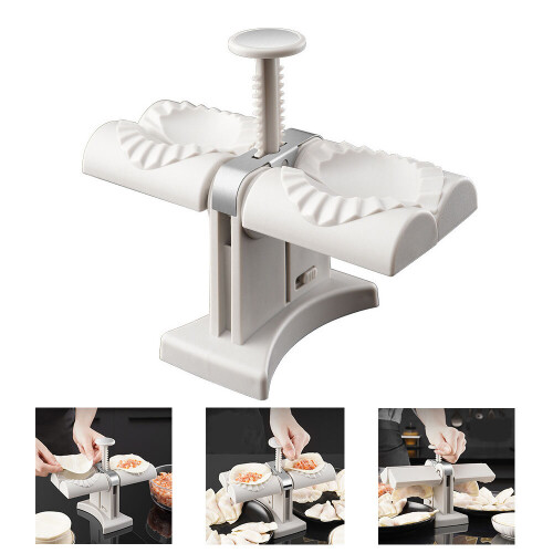 (White) Household Double Head Automatic Dumpling Maker Press Type Small Pierogi Mold Home New Making Machine DIY Kitchen Tool Accessorie 1